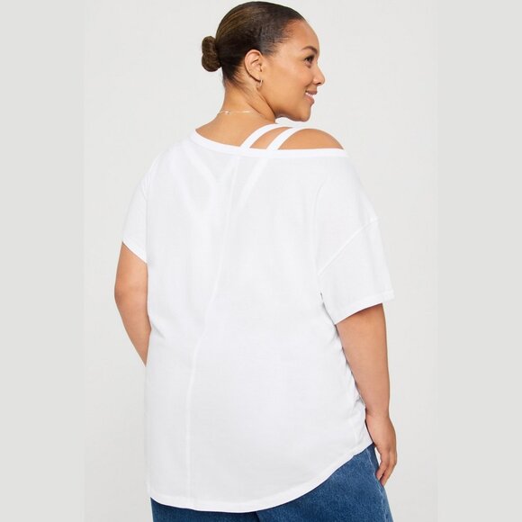 NWT Women's Fabletics 2X WHITE 100% Cotton Oversized Tee Shirt - Picture 2 of 7